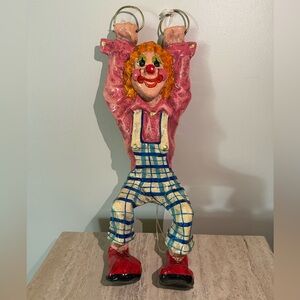 Signed Alvarez Meifiso Paper Mache Clown Swinging Sculpture